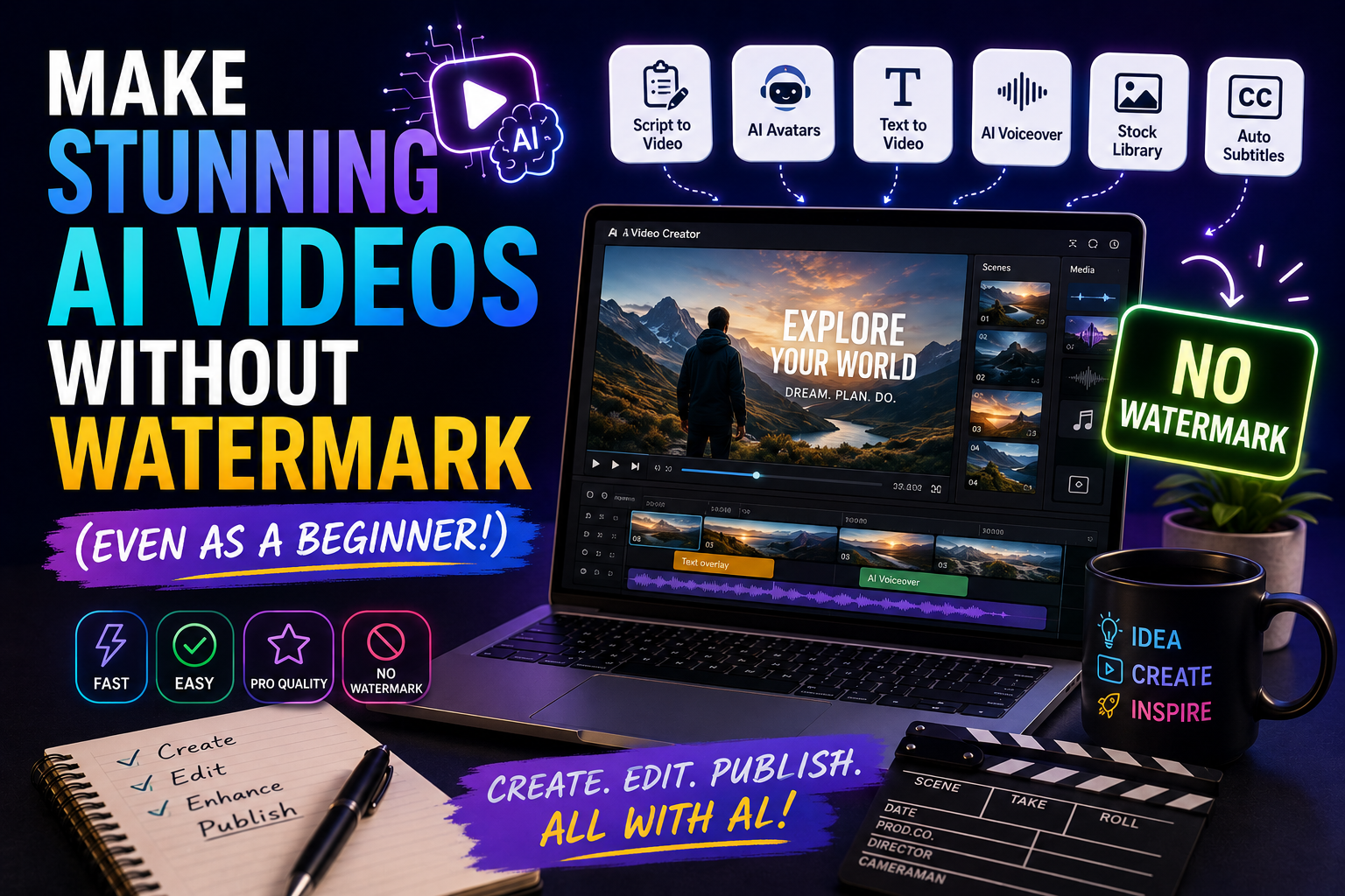 Make Stunning AI Videos Without Watermark (Even as a Beginner!