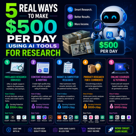 5 Real Ways to Make $500 Per Day Using AI Tools for Research
