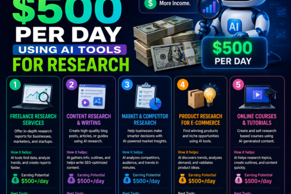 5 Real Ways to Make $500 Per Day Using AI Tools for Research